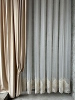 Тюль грек сітка Bridal бежевий з золотом Туреччина