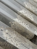 Тюль грек сітка Bridal бежевий з золотом Туреччина - Зображення 3
