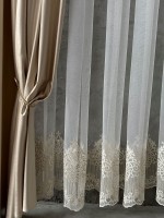 Тюль грек сітка Bridal бежевий з золотом Туреччина - Зображення 6