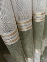Тюль льон з смужками Flax білий з зеленим Туреччина - Зображення 2