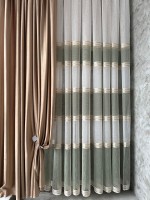 Тюль льон з смужками Flax білий з зеленим Туреччина - Зображення 7