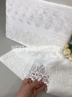 Постельное белье Diamond Eveline white сатин с кружевом евро 200х220 — изображение 2