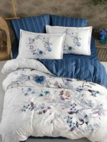 Постельное белье Floral Blue La Romano premium сатин евро 200х220
