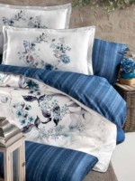 Постельное белье Floral Blue La Romano premium сатин евро 200х220 — изображение 2
