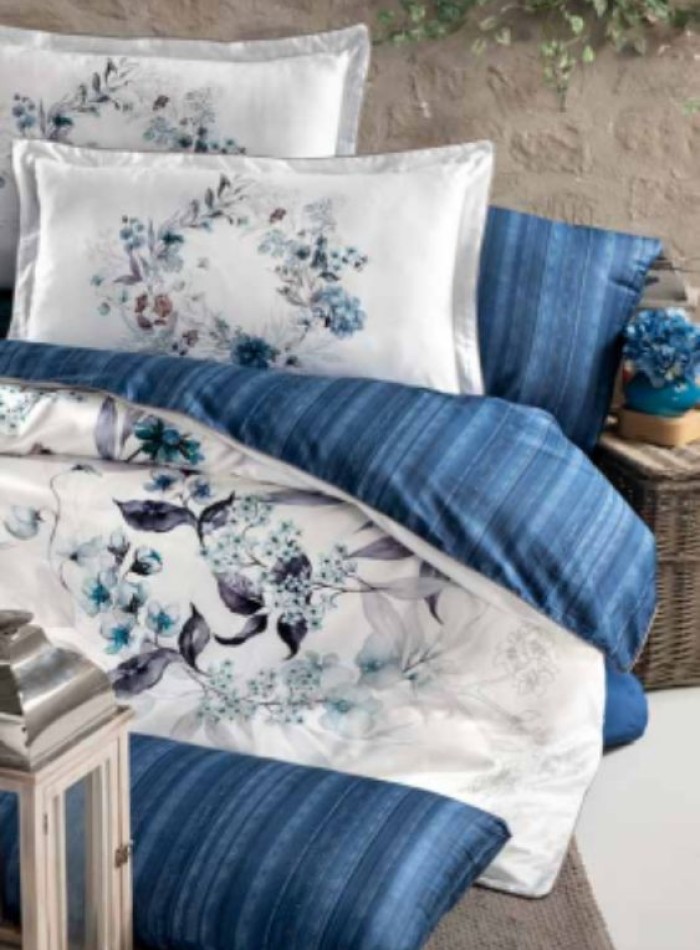 Постельное белье Floral Blue La Romano premium сатин евро 200х220 — изображение 2