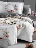 Постільна білизна Floral Grey La Romano premium сатин евро 200х220 - Зображення 2