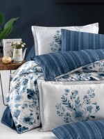 Постільна білизна Madena Blue La Romano premium сатин евро 200х220 - Зображення 2