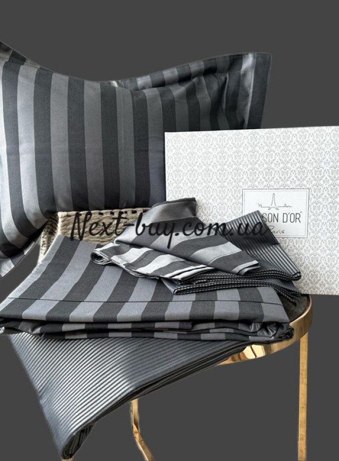 Бамбукова постільна білизна Maison D'or Fous Linens Set grey&black 200x220см - Зображення 2