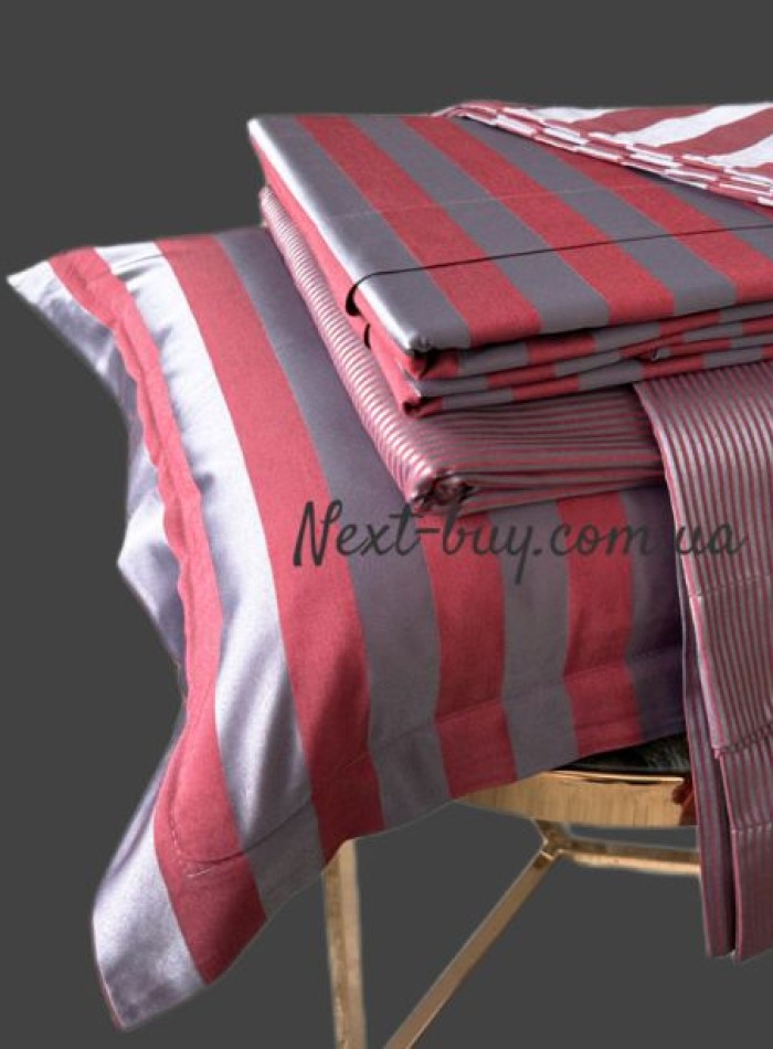 Бамбукова постільна білизна Maison D'or Fous Linens Set grey&bordo 200x220см - Зображення 3