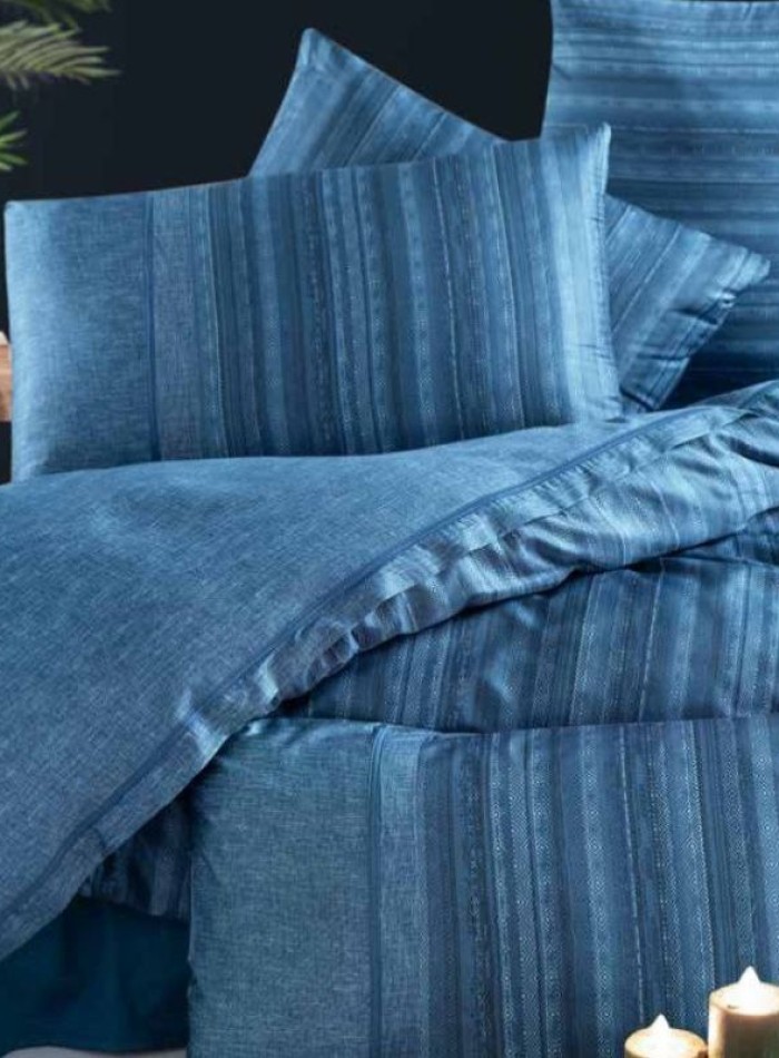 Постільна білизна Talya Blue La Romano premium сатин евро 200х220 - Зображення 2