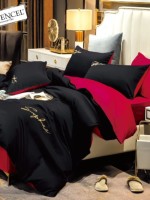 Постельное белье тенсель Crown Black Red евро 200х220