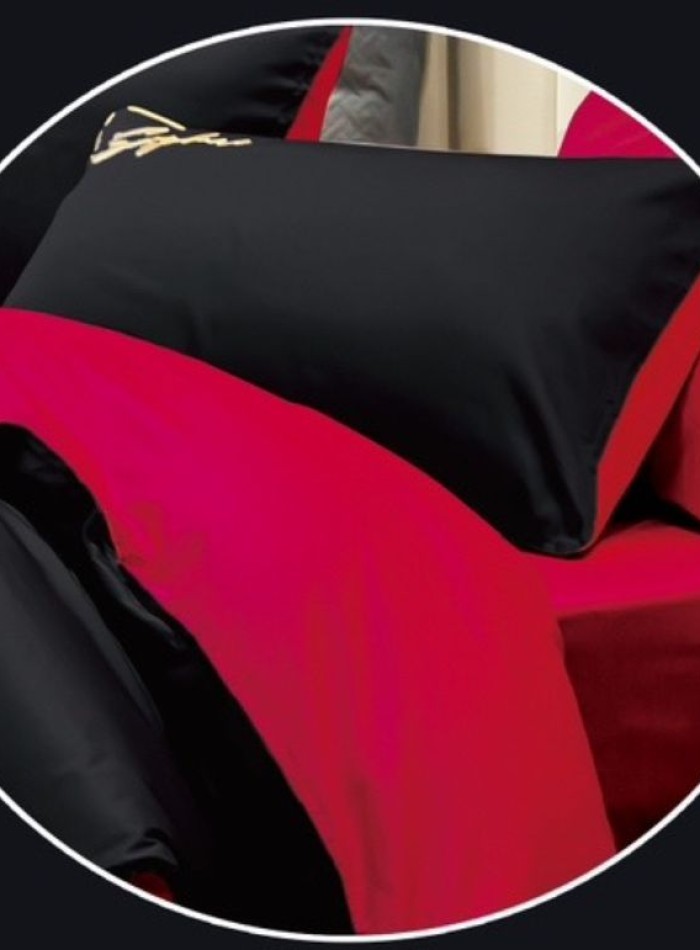 Постельное белье тенсель Crown Black Red евро 200х220 — изображение 2