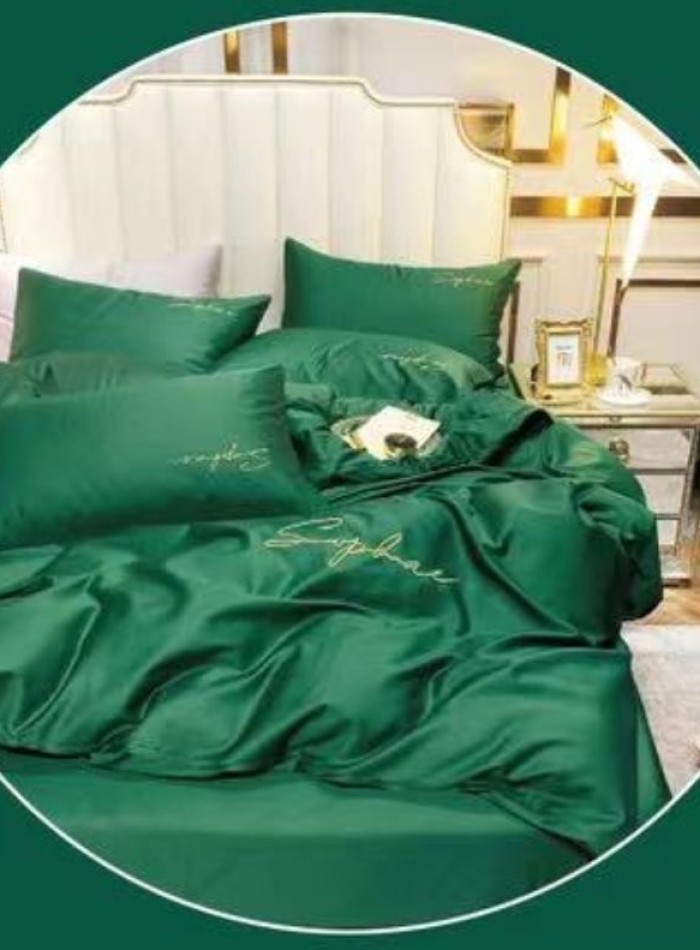 Постельное белье тенсель Crown Malachite Green евро 200х220 — изображение 3