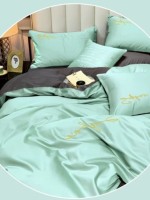 Постельное белье тенсель Crown Plain Green Grey евро 200х220 — изображение 2