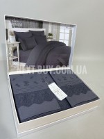 Maison D'or Jndila simone Antrasite постельное белье евро 200х220 сатин с кружевом — изображение 3