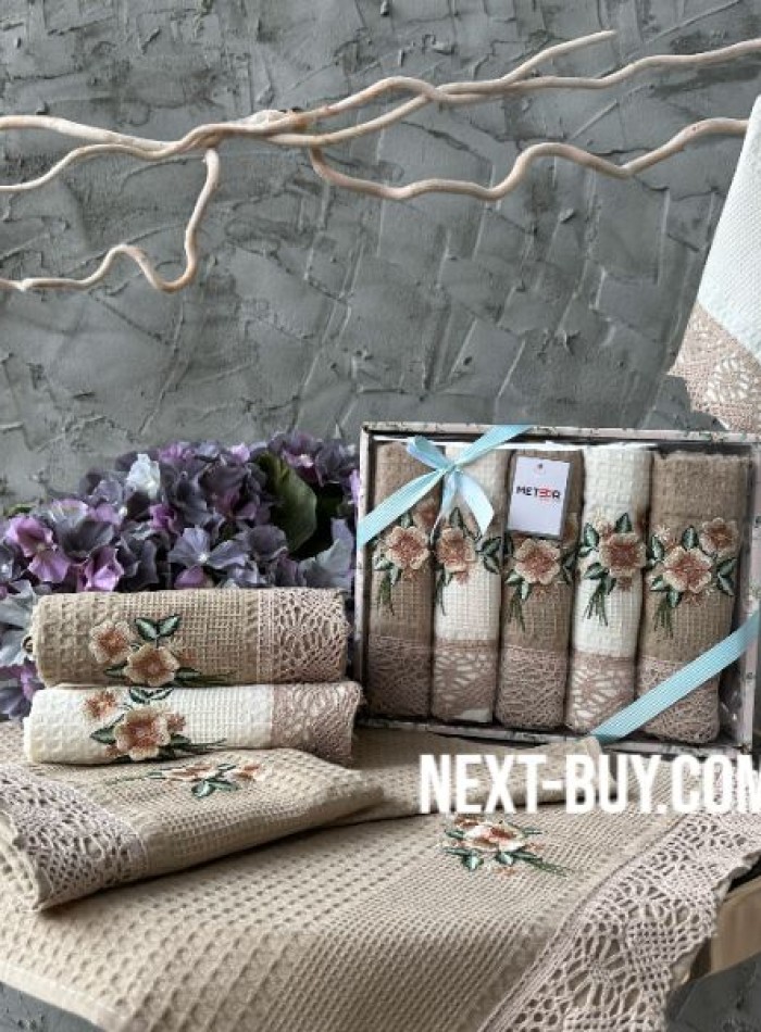 Набор кухонных полотенец Meteor brown 5 шт. 40х60 — изображение 3