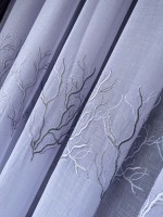 Тюль лён Trees белый с серым Турция — изображение 5