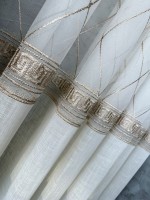 Тюль лён с грек сеткой Versace кремовый с коричневым Турция — изображение 2