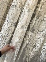 Тюль грек сітка Chaplets кремовий Туреччина - Зображення 2