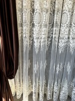 Тюль грек сітка Chaplets кремовий Туреччина - Зображення 6