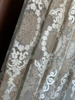 Тюль грек сітка Chaplets кремовий з коричневим Туреччина - Зображення 2