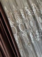 Тюль грек сітка Chaplets кремовий з коричневим Туреччина - Зображення 3