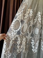 Тюль грек сітка Chaplets кремовий з коричневим Туреччина - Зображення 5