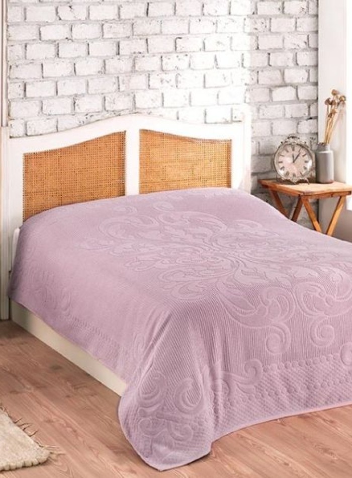 Махрове простирадло-покривало Gulcan Ester lilac євро 200X220 бавовна - Зображення 5