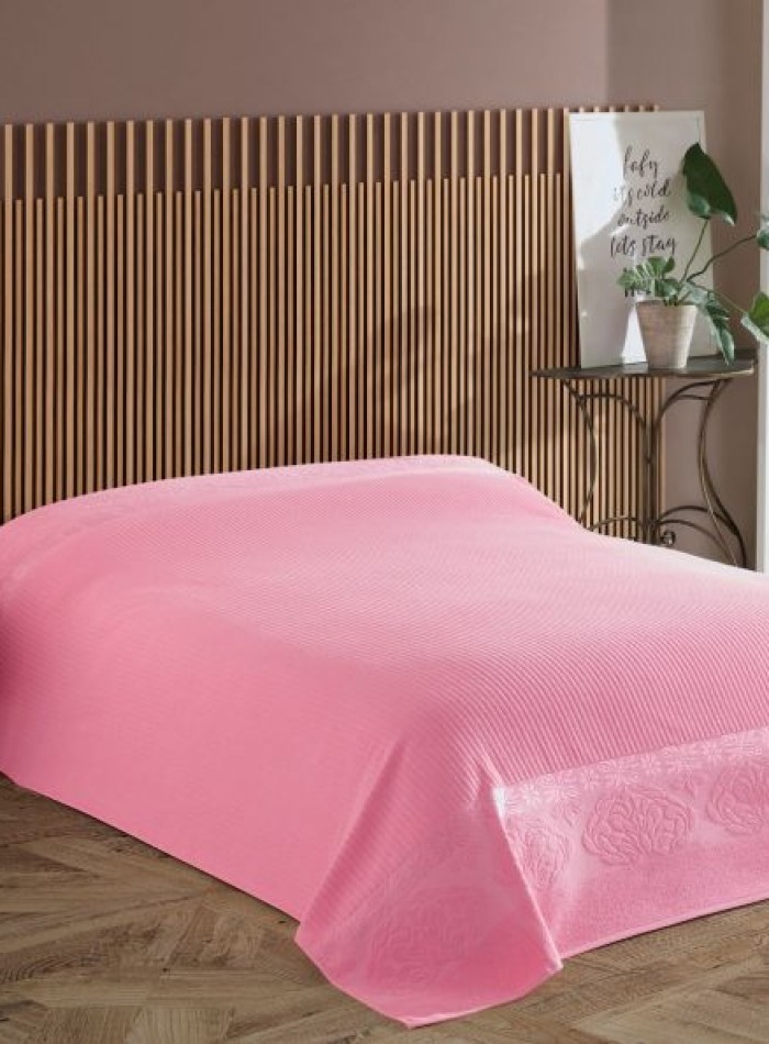 Махрове простирадло-покривало Gulcan Lively pink євро 200X220 бавовна - Зображення 6