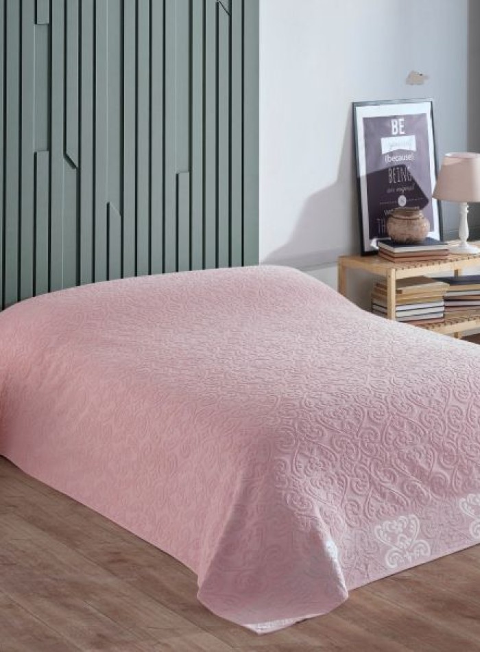 Махрове простирадло-покривало Gulcan Lovely pink євро 200X220 бавовна - Зображення 6