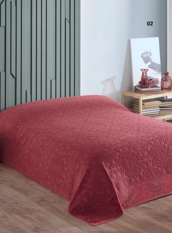 Махрове простирадло-покривало Gulcan Lovely red євро 200X220 бавовна - Зображення 6