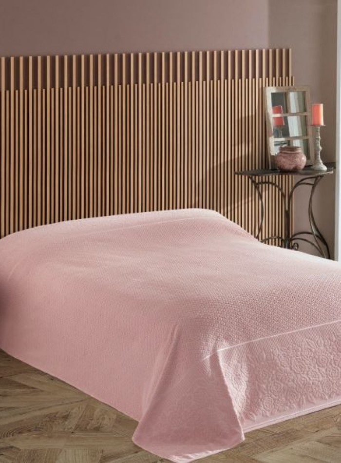 Махрове простирадло-покривало Gulcan Wafture pink євро 200X220 бавовна - Зображення 7