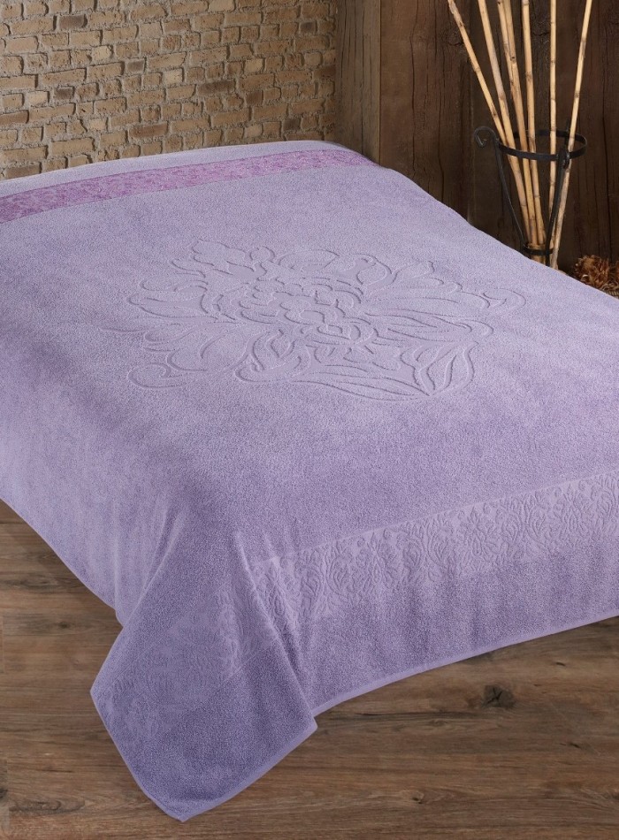 Махрове простирадло-покривало LuiSa Pink leylac євро 200X220 бавовна - Зображення 7