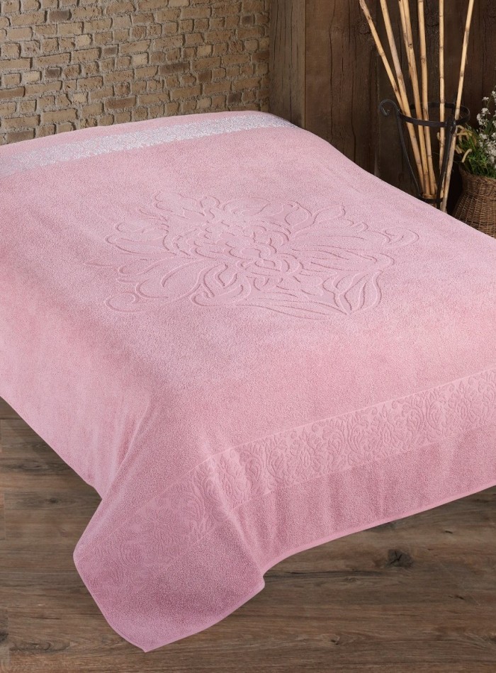Махрове простирадло-покривало LuiSa Pink rose євро 200X220 бавовна - Зображення 6