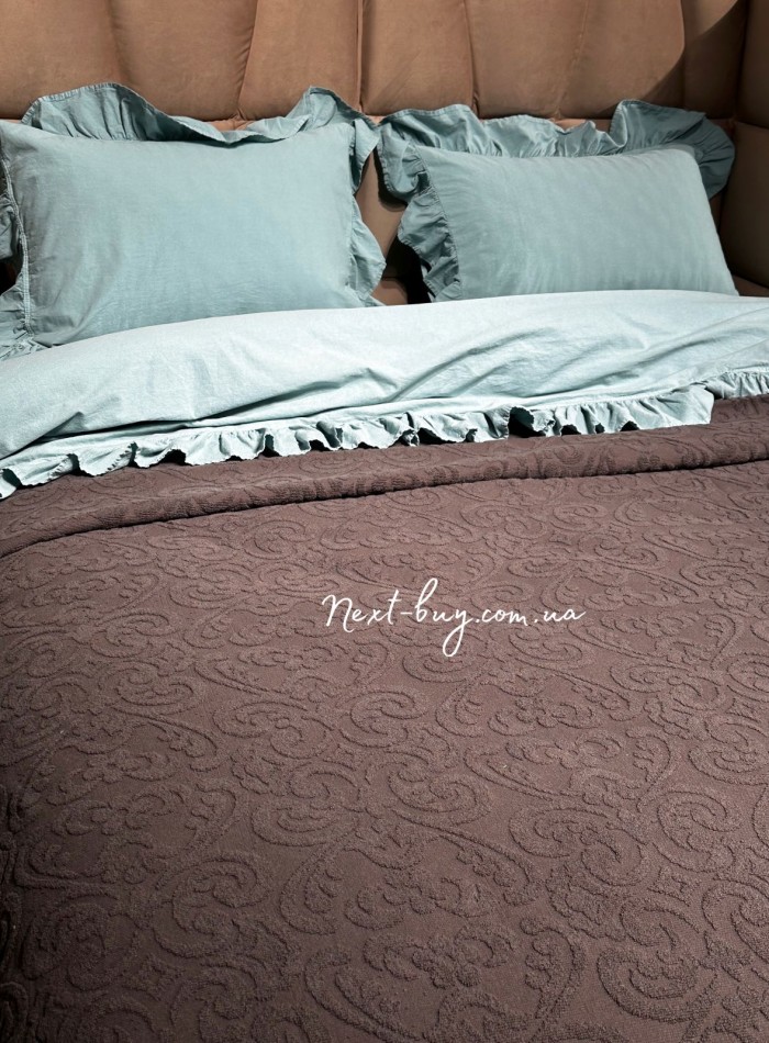 Махрове простирадло-покривало Gulcan Lovely brown євро 200X220 бавовна - Зображення 6
