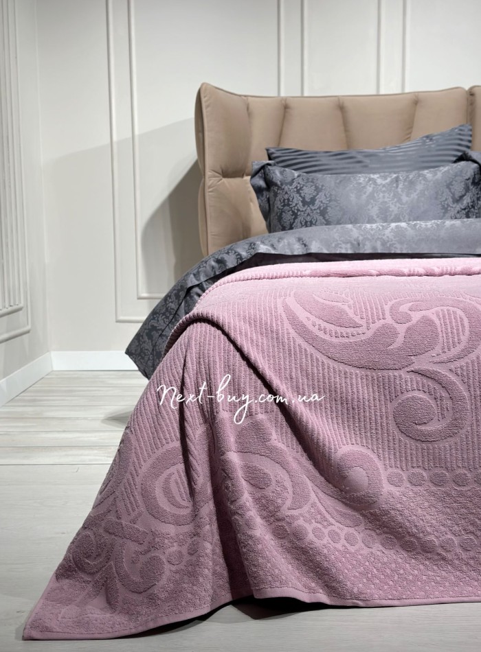 Махрове простирадло-покривало Gulcan Ester lilac євро 200X220 бавовна - Зображення 2
