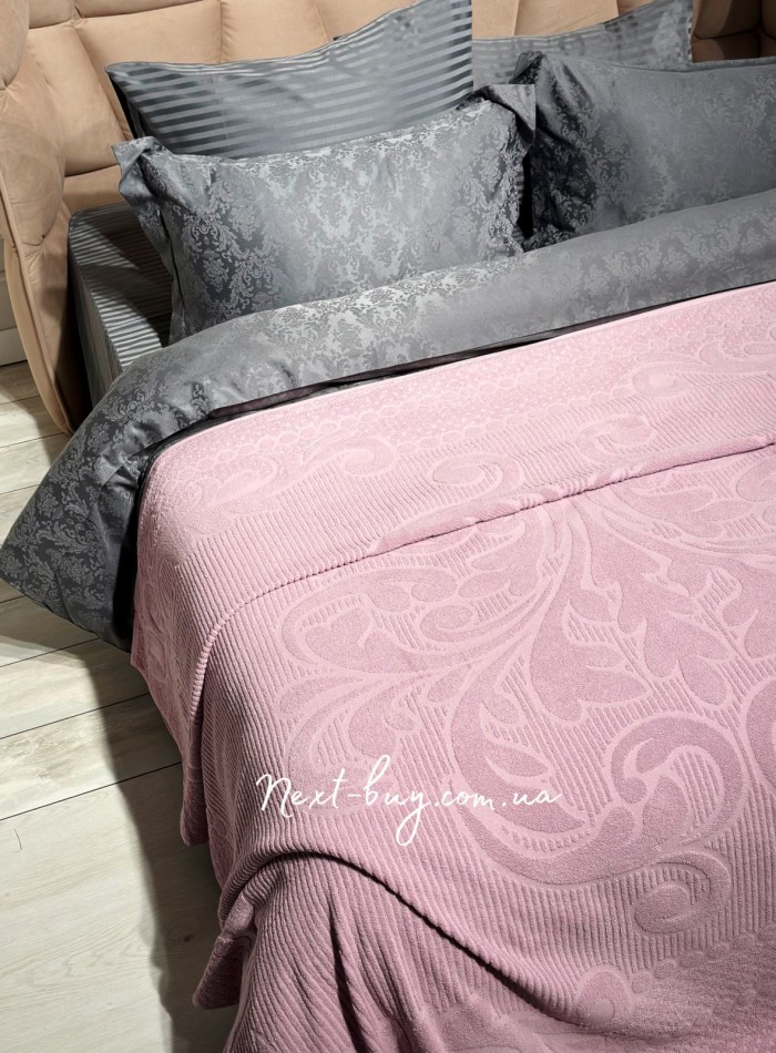Махрове простирадло-покривало Gulcan Ester lilac євро 200X220 бавовна - Зображення 3