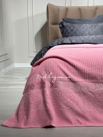 Махрове простирадло-покривало Gulcan Lively pink євро 200X220 бавовна - Зображення 3