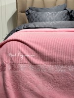 Махрове простирадло-покривало Gulcan Lively pink євро 200X220 бавовна - Зображення 4