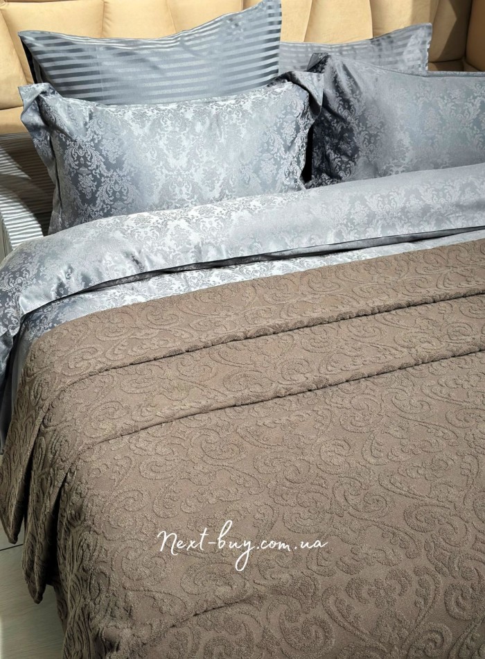 Махрове простирадло-покривало Gulcan Lovely brown євро 200X220 бавовна - Зображення 3