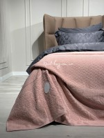 Махрове простирадло-покривало Gulcan Wafture pink євро 200X220 бавовна - Зображення 3