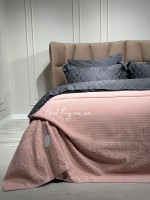 Махрове простирадло-покривало Gulcan Wafture pink євро 200X220 бавовна