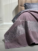 Махрове простирадло-покривало LuiSa Pink leylac євро 200X220 бавовна - Зображення 2