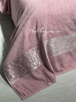 Махрове простирадло-покривало LuiSa Pink rose євро 200X220 бавовна - Зображення 2