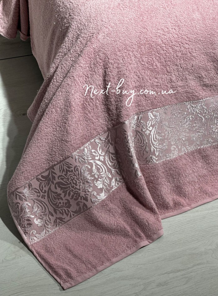 Махрове простирадло-покривало LuiSa Pink rose євро 200X220 бавовна - Зображення 2