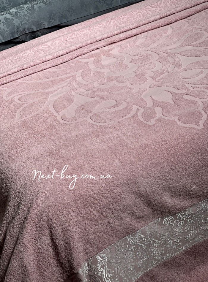 Махрове простирадло-покривало LuiSa Pink rose євро 200X220 бавовна - Зображення 3