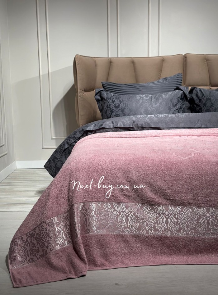 Махрове простирадло-покривало LuiSa Pink rose євро 200X220 бавовна - Зображення 4