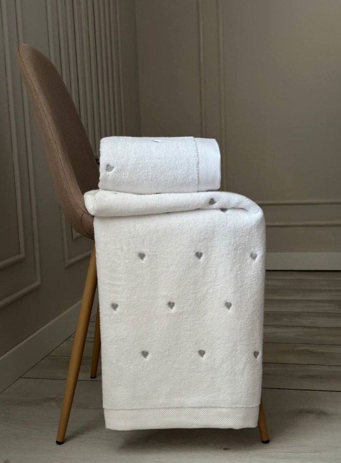 Махровий рушник для обличчя Cestepe Kalpli Nakisli white-gri 50х90 Туреччина - Зображення 3