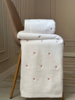 Махровий рушник для бані Cestepe Kalpli Nakisli white-pink 70х140 Туреччина - Зображення 3