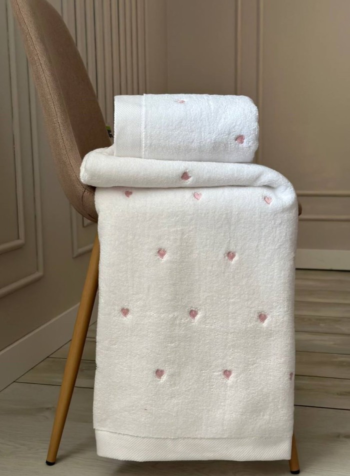 Махровий рушник для бані Cestepe Kalpli Nakisli white-pink 70х140 Туреччина - Зображення 3
